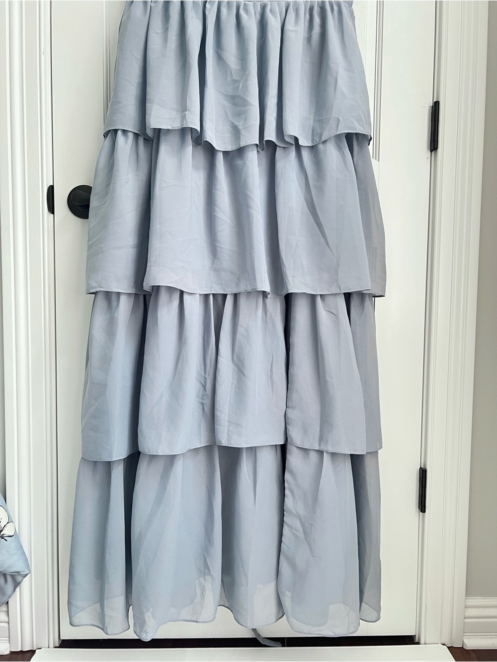 Dusty Blue A-line Tiered Ruffle Chiffon Maxi Dress Size 14 - Picture 5 of 6